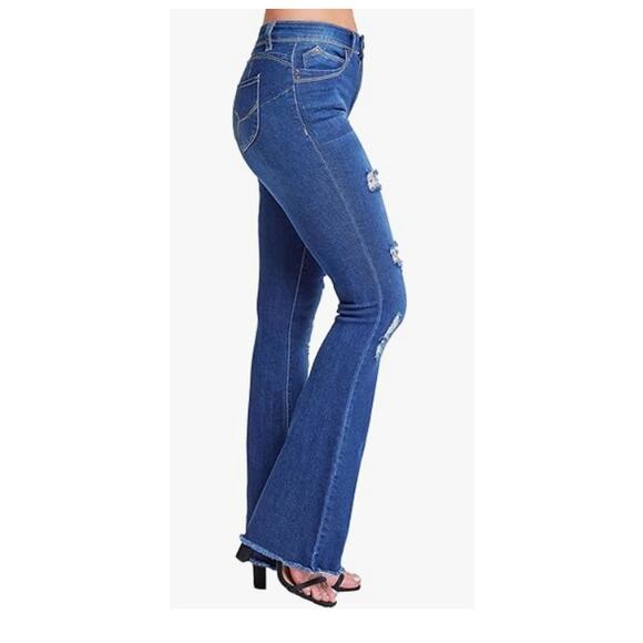 YMI Women's Junior Wannabettabut High Rise Super Flare Denim Jeans Size 1/25 NEW - Picture 3 of 6